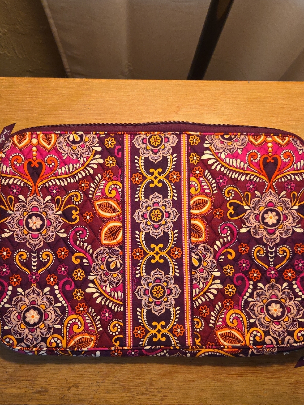 Vera Bradley Quilted Travel Pouch in Purple, Pink & Yellow Paisley NWOT